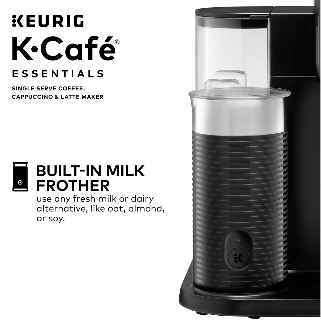 Keurig K-Cafe Essentials Single-Serve K-Cup Pod Coffee - Latte and Cappuccino Maker with Built-In Frother, Black