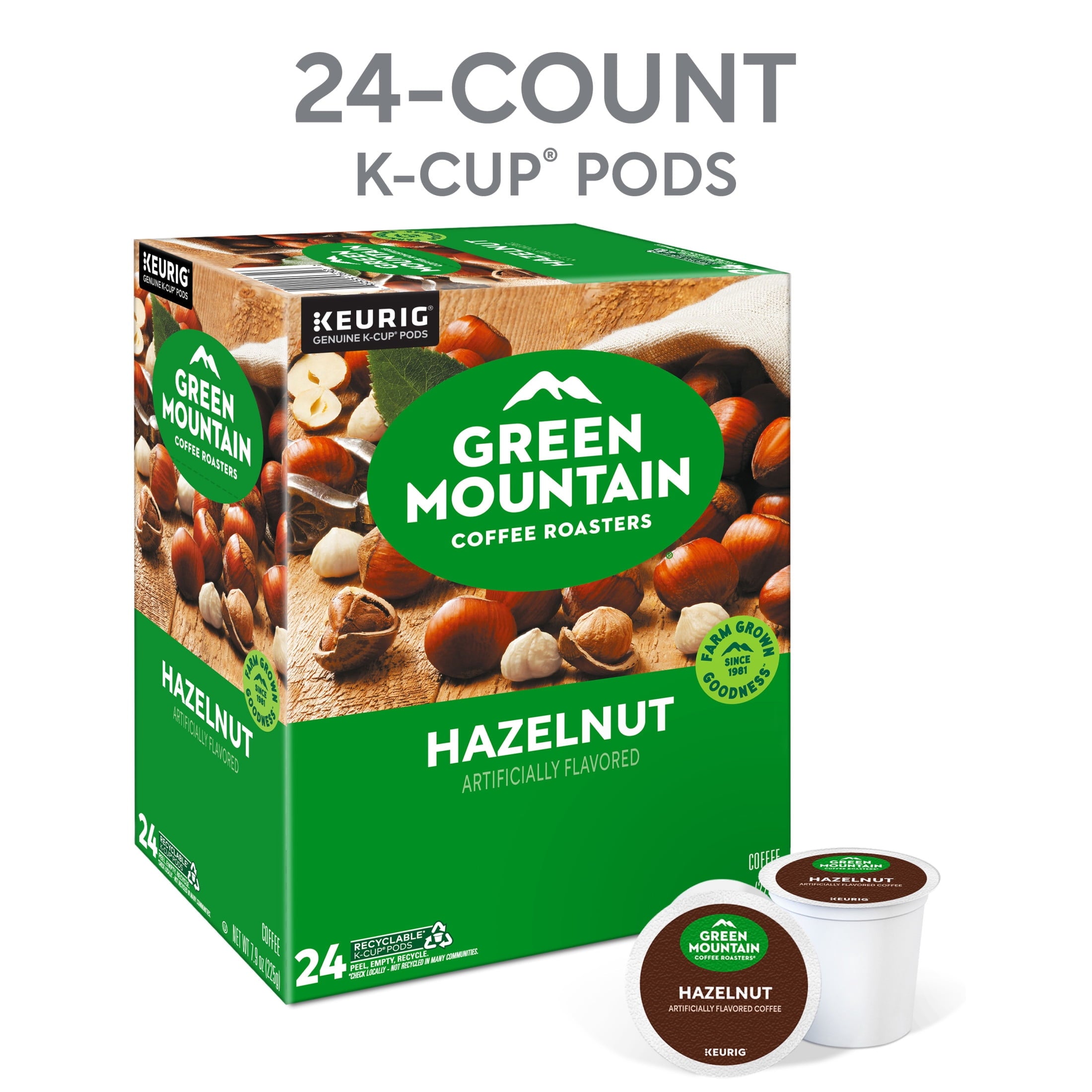 Green Mountain Coffee Hazelnut Flavored K-Cup Pods - Light Roast, 24 Count for Keurig Brewers