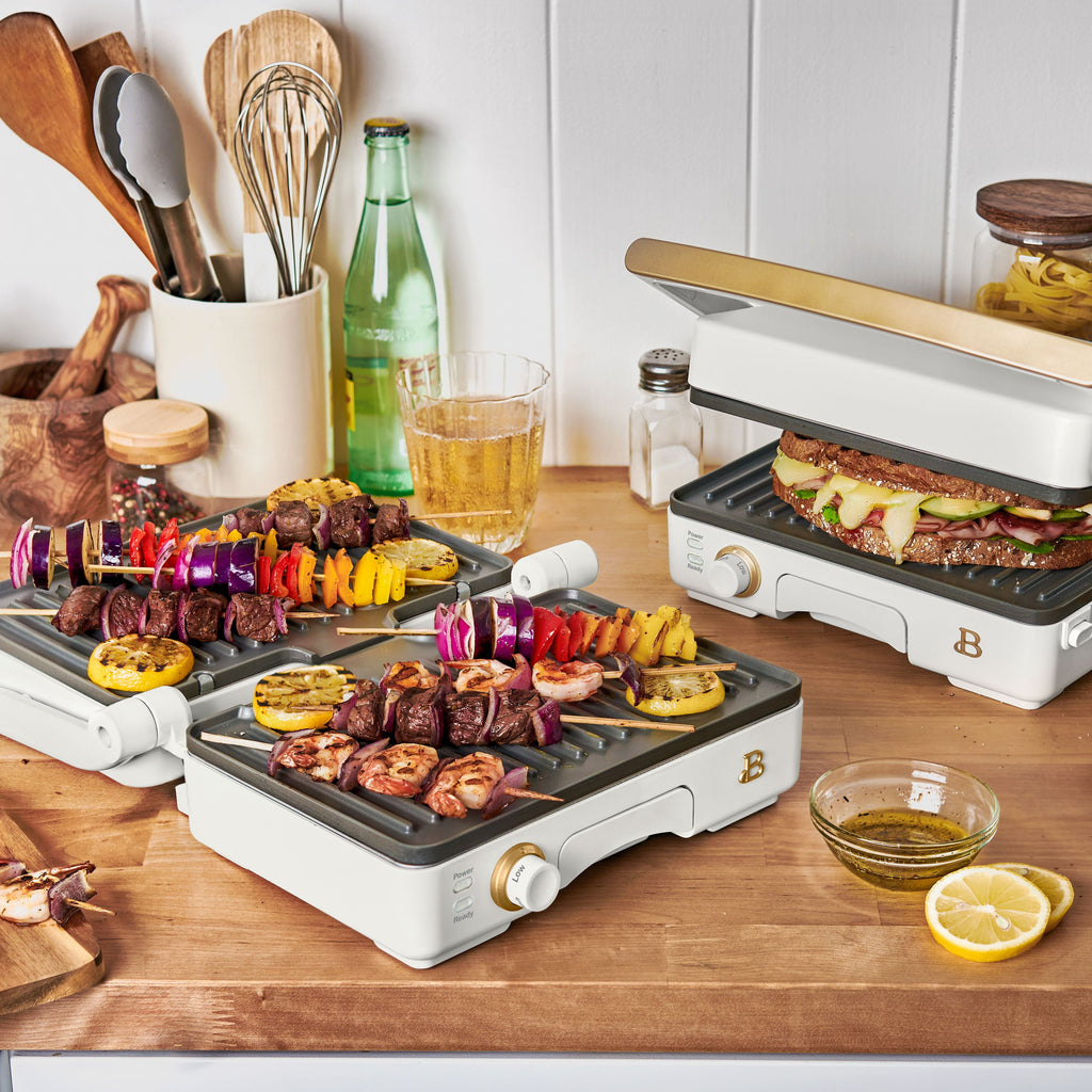 Beautiful 2-in-1 Panini Press & Grill - White Icing by Drew Barrymore