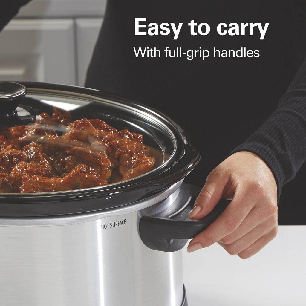 Hamilton Beach 7 Qt Programmable Slow Cooker - Stoneware Crock with Removable Pot, Stainless Steel