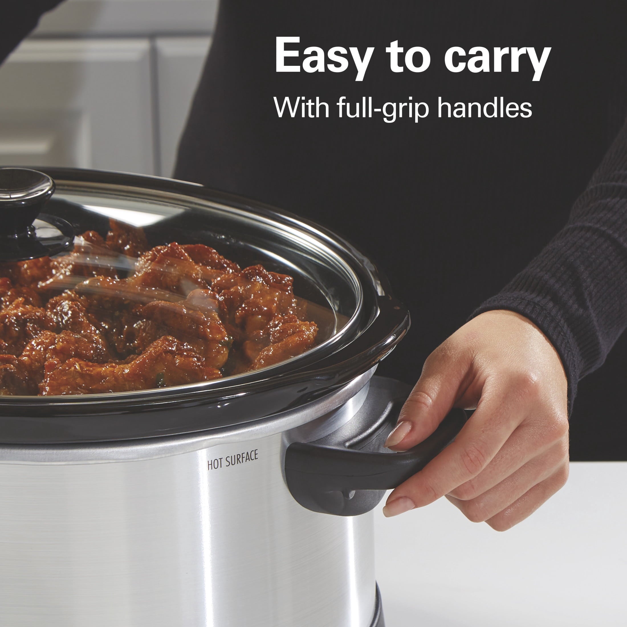 Hamilton Beach 7 Qt Programmable Slow Cooker - Stoneware Crock with Removable Pot, Stainless Steel