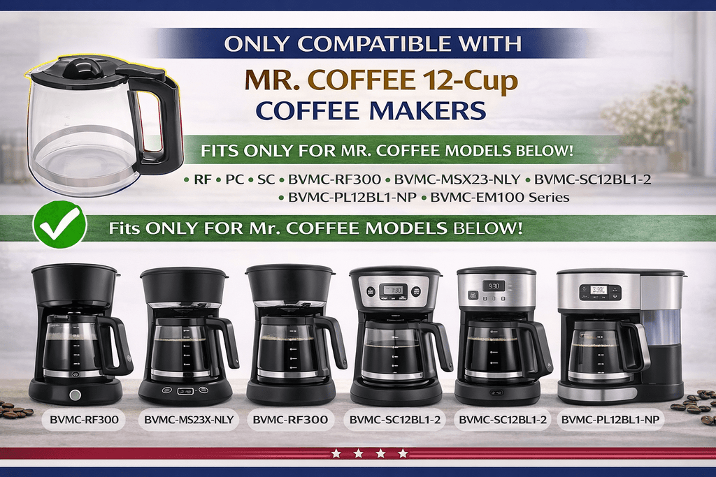 12 Cup Coffee Carafe Replacement Compatible with Mr. Coffee – Fits RF - LM, PC, SC Series – Glass Coffee Pot, Easy Pour, Heat Resistant