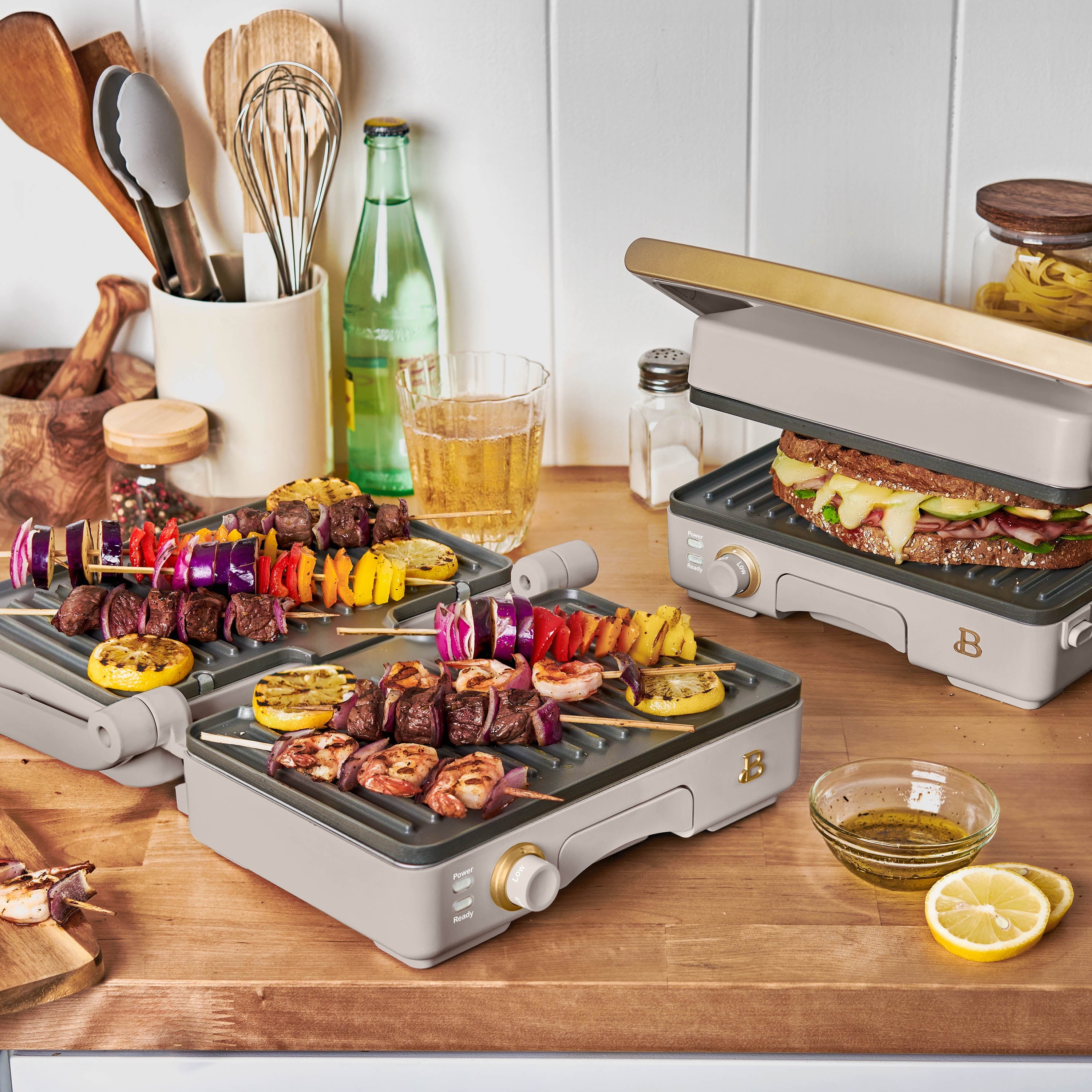 Beautiful 2-in-1 Panini Press & Grill with Detachable Plates - Porcini by Drew Barrymore