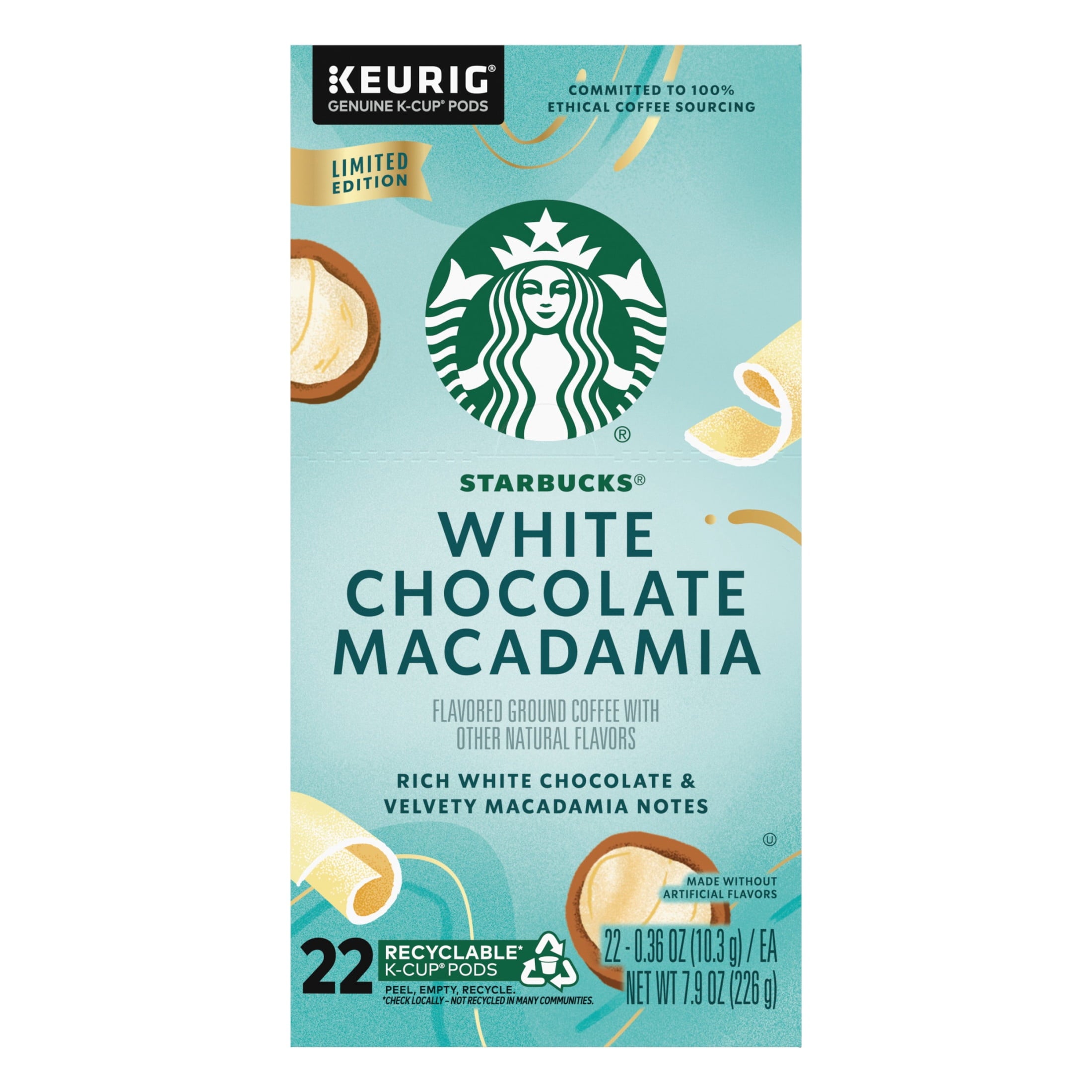 Starbucks White Chocolate Macadamia Flavored Coffee - Keurig K-Cup Coffee Pods, 100% Arabica, 22 Count