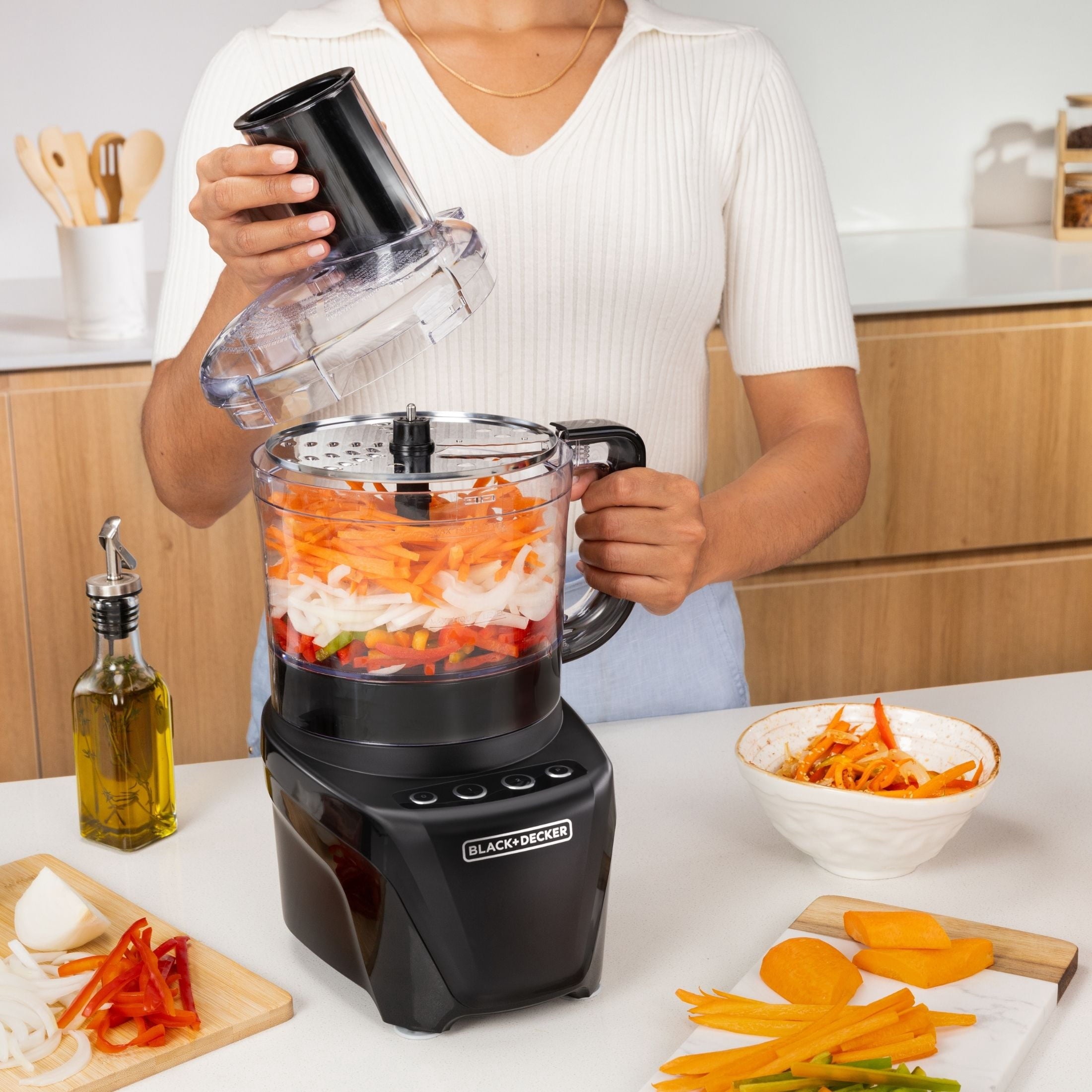 BLACK+DECKER Easy Assembly 8-Cup Food Processor - 450W, 2-Speed + Pulse, Black