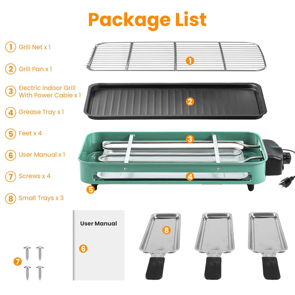2000W Electric Indoor Grill 2-in-1 with Removable Plate & 5 Temp Controls