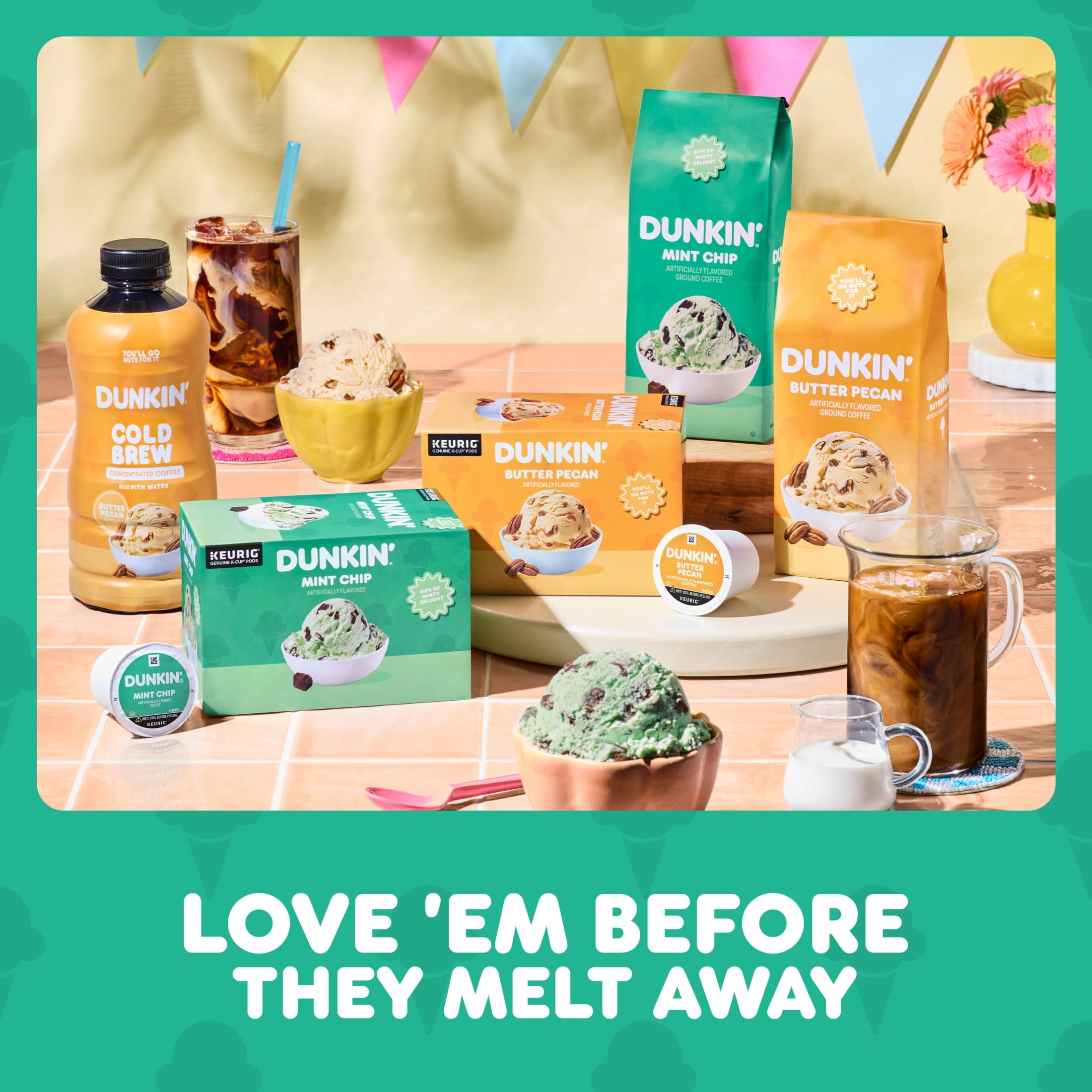 Dunkin’ Mint Chip Artificially Flavored Coffee - Keurig K Cup Pods, 10 Count Box