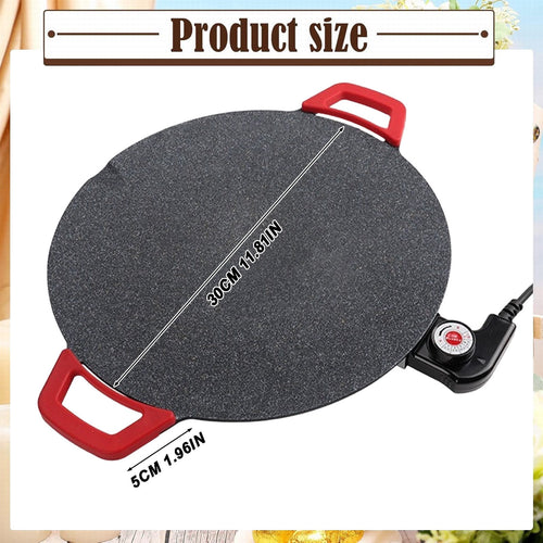 110V Round Nonstick Electric Indoor Grill - Portable Multi-Function Countertop BBQ Griddle, Adjustable Temp Control Non-Stick Cooking Plate for Steak, Pancake, Meat & Vegetable Home Use