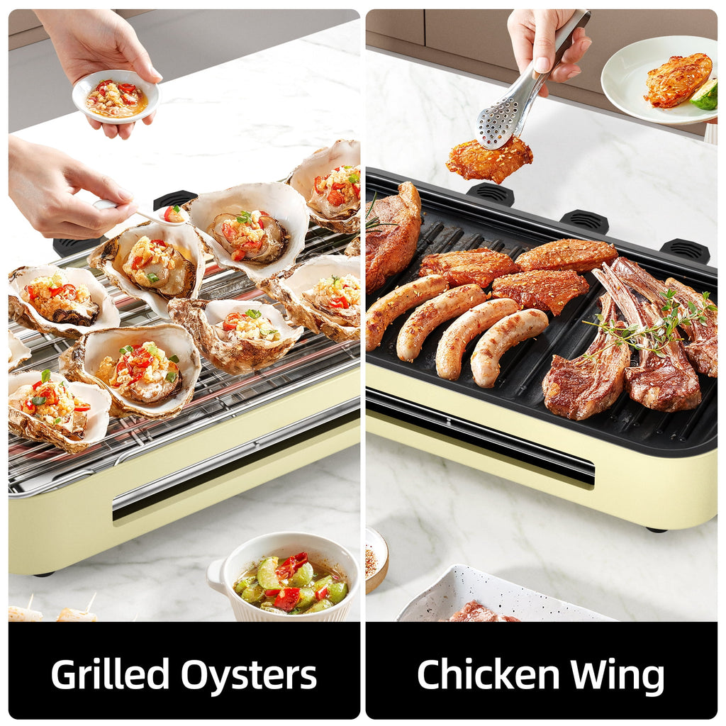 AORAN KITCHEN Electric Grill - 1800W Smokeless Nonstick Indoor Griddle, Multifunctional Skillet, Adjustable Temperature for Home Frying, Baking and Stewing