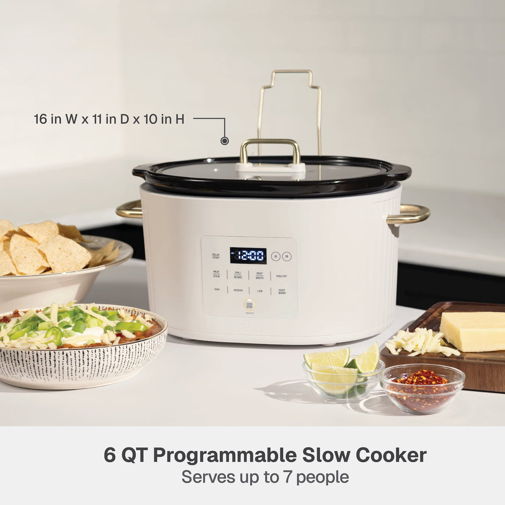 Thyme & Table 6QT Programmable Slow Cooker - Sand White