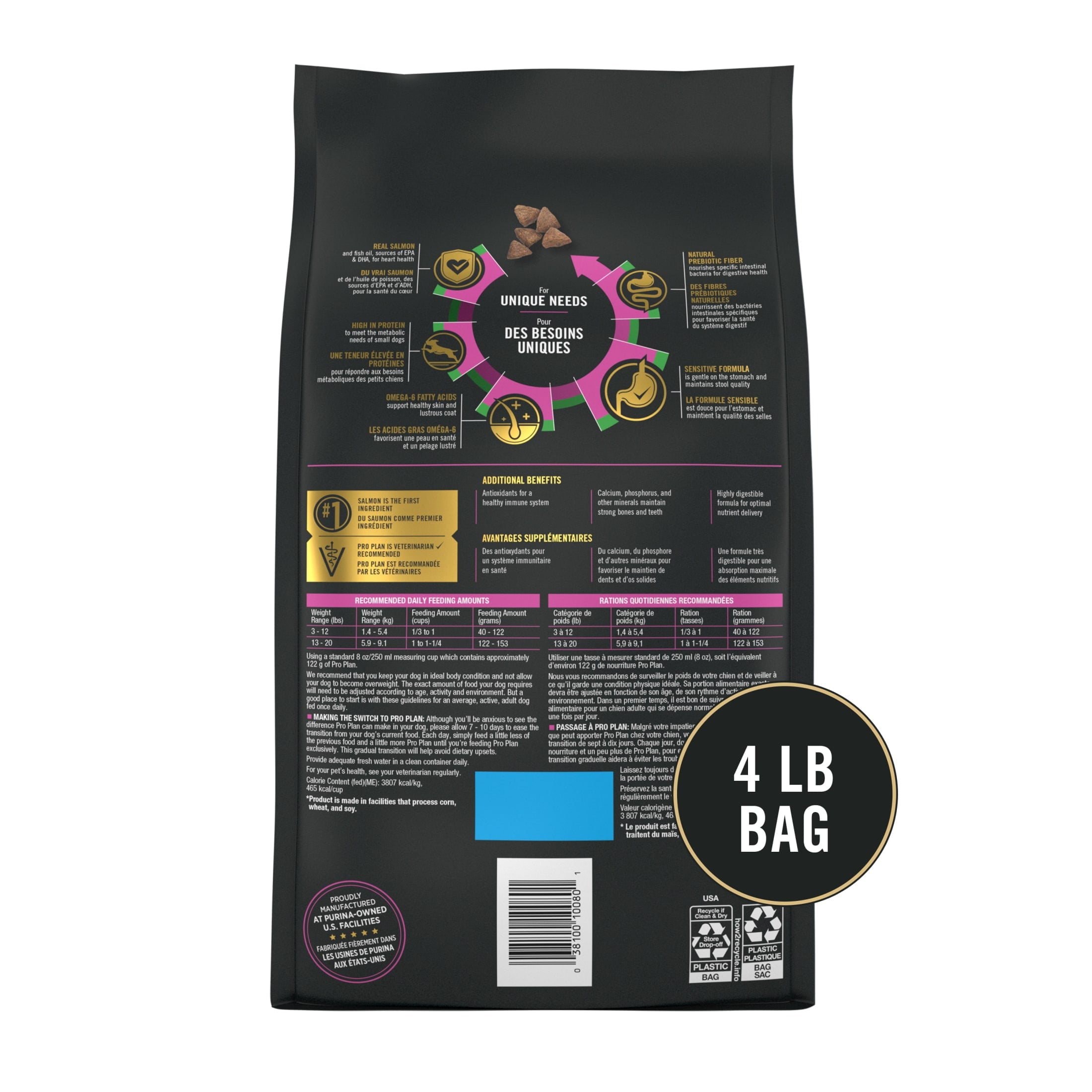 Purina Pro Plan Sensitive Skin and Stomach Adult Dog Food Small Breed Salmon and Rice Formula - 4 lb.