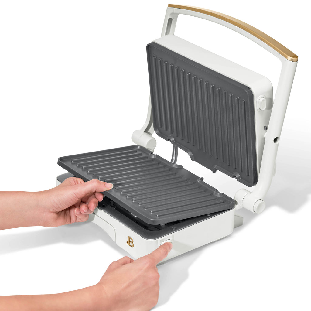 Beautiful 2-in-1 Panini Press & Grill with Detachable Plates - White Icing by Drew Barrymore