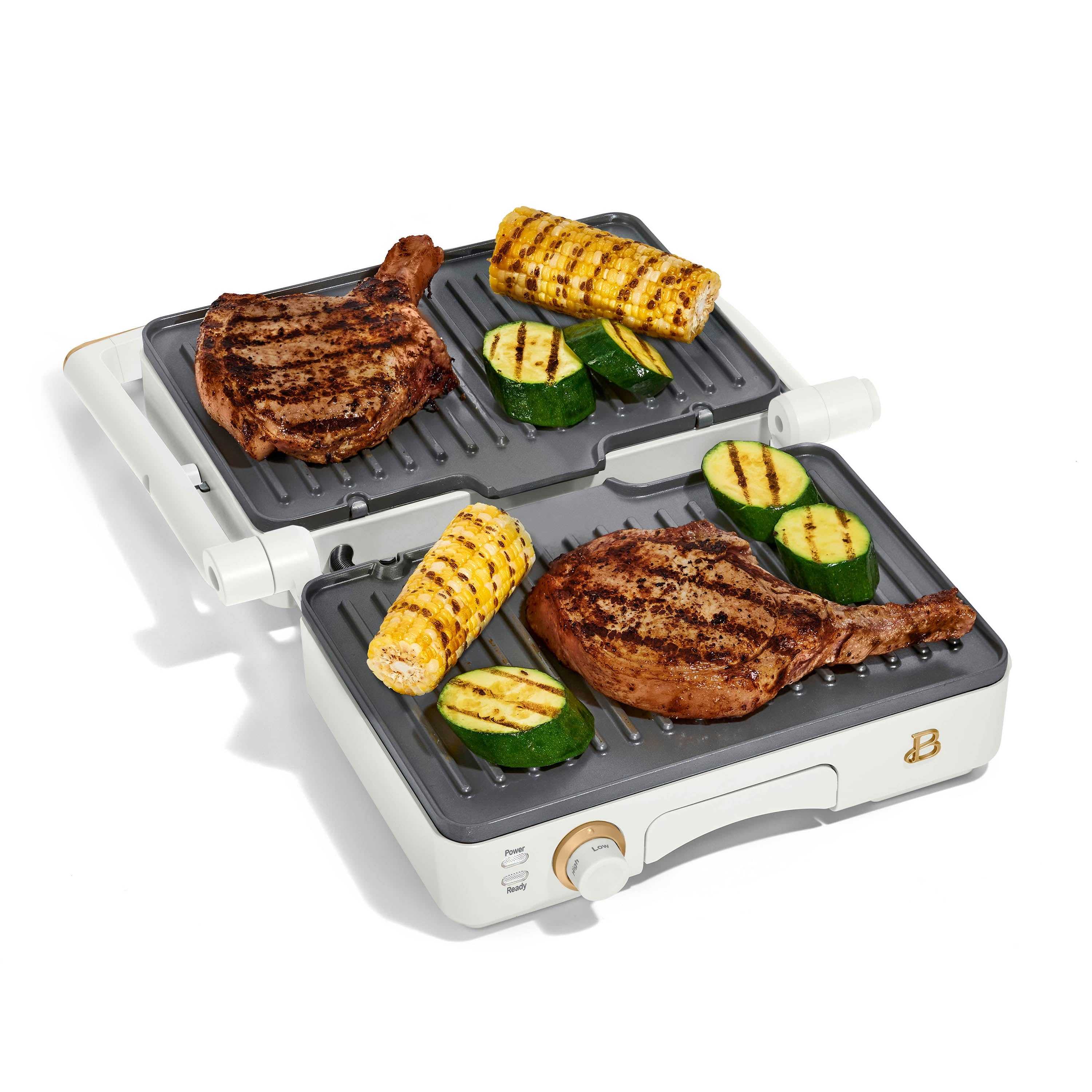Beautiful 2-in-1 Panini Press & Grill with Detachable Plates - White Icing by Drew Barrymore