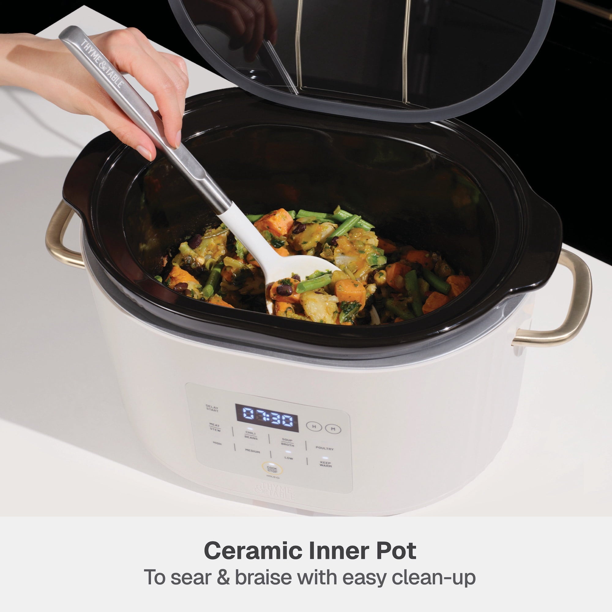 Thyme & Table 6QT Programmable Slow Cooker - Sand White