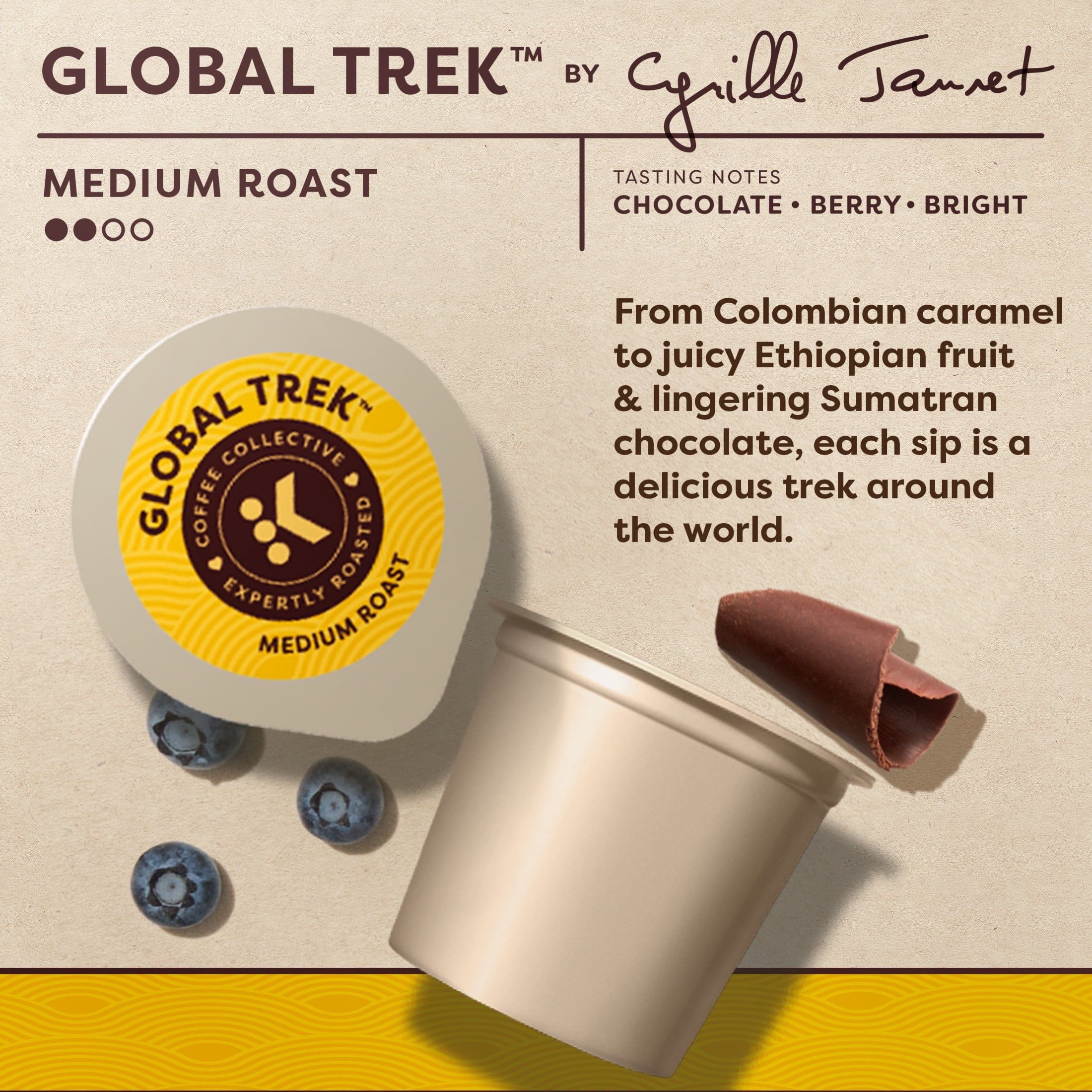 Keurig Coffee Collective - Global Trek by Cyrille Jannet, Medium Roast K-Cup Coffee Pods, 8 Count