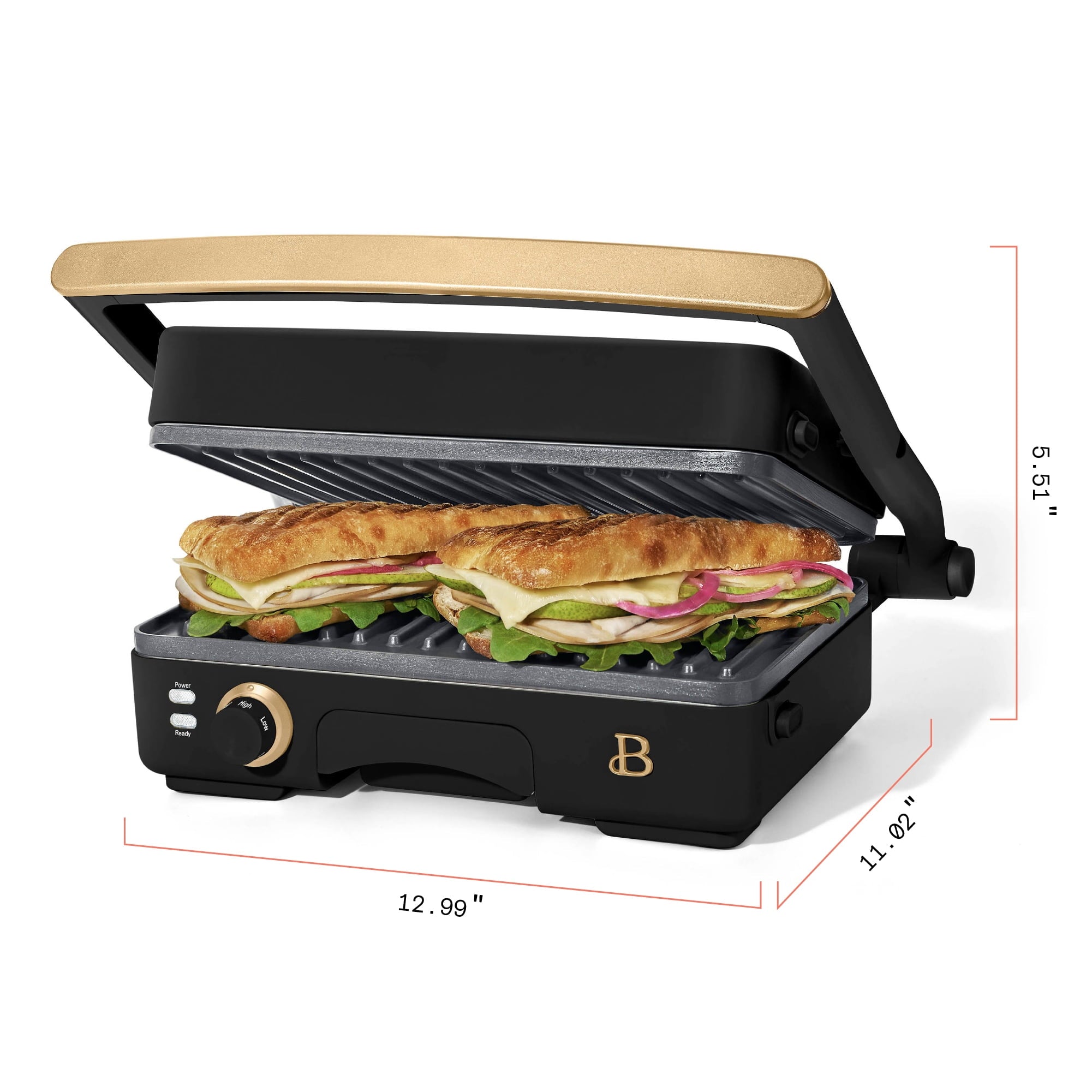 Beautiful 2-in-1 Panini Press & Grill with Detachable Plates - Black Sesame by Drew Barrymore
