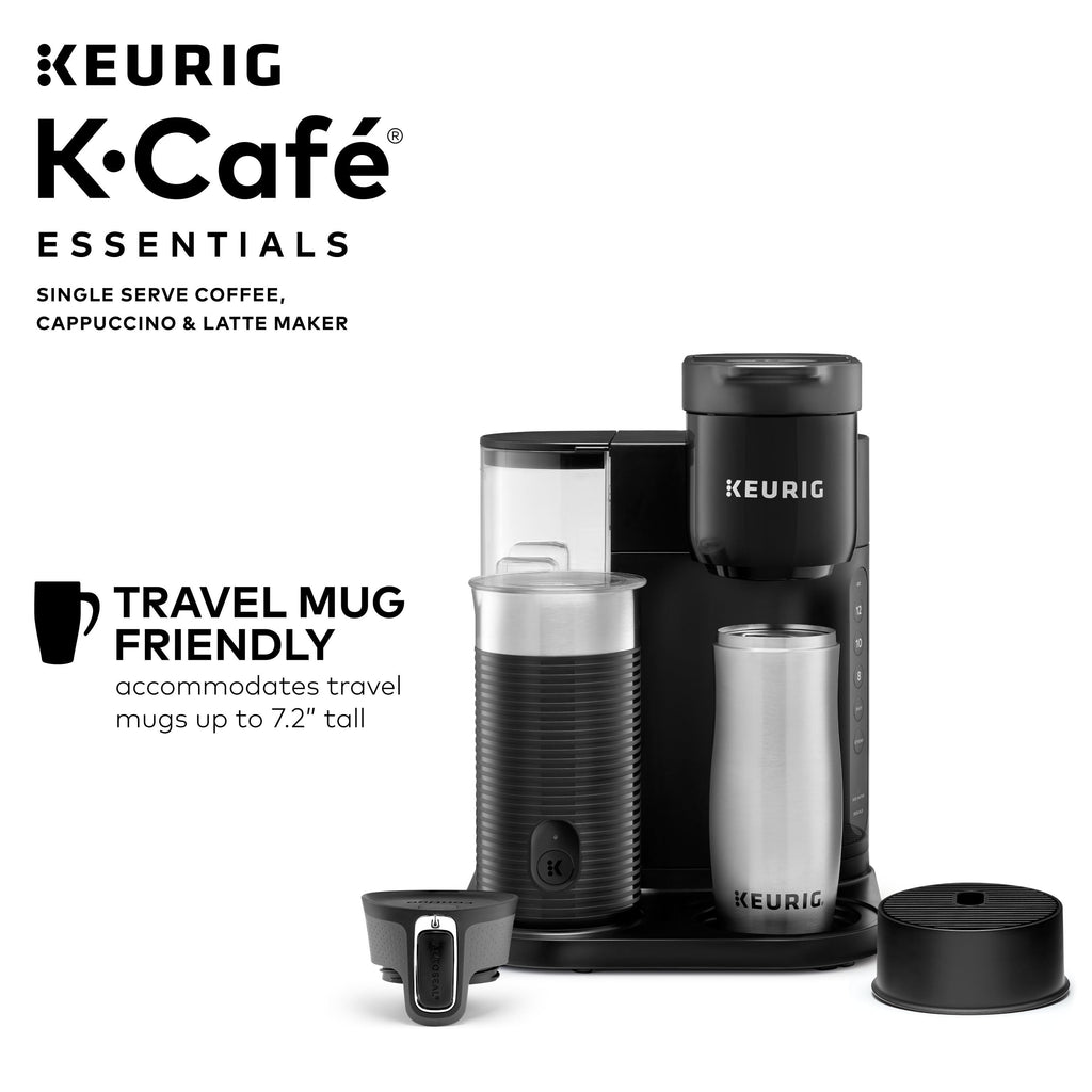 Keurig K-Cafe Essentials Single-Serve K-Cup Pod Coffee - Latte and Cappuccino Maker with Built-In Frother, Black