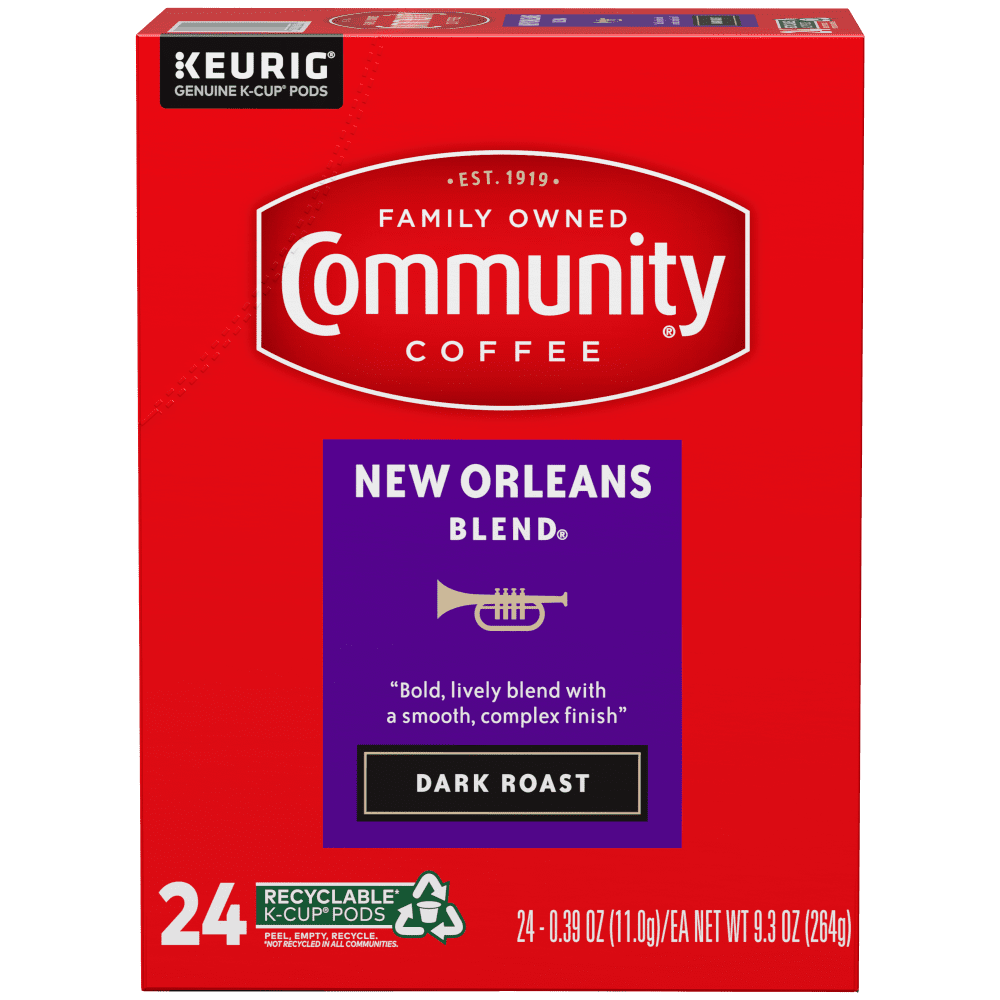 Community Coffee New Orleans Blend® Dark Roast Single Serve Keurig K-Cup Pods 24 Count Box