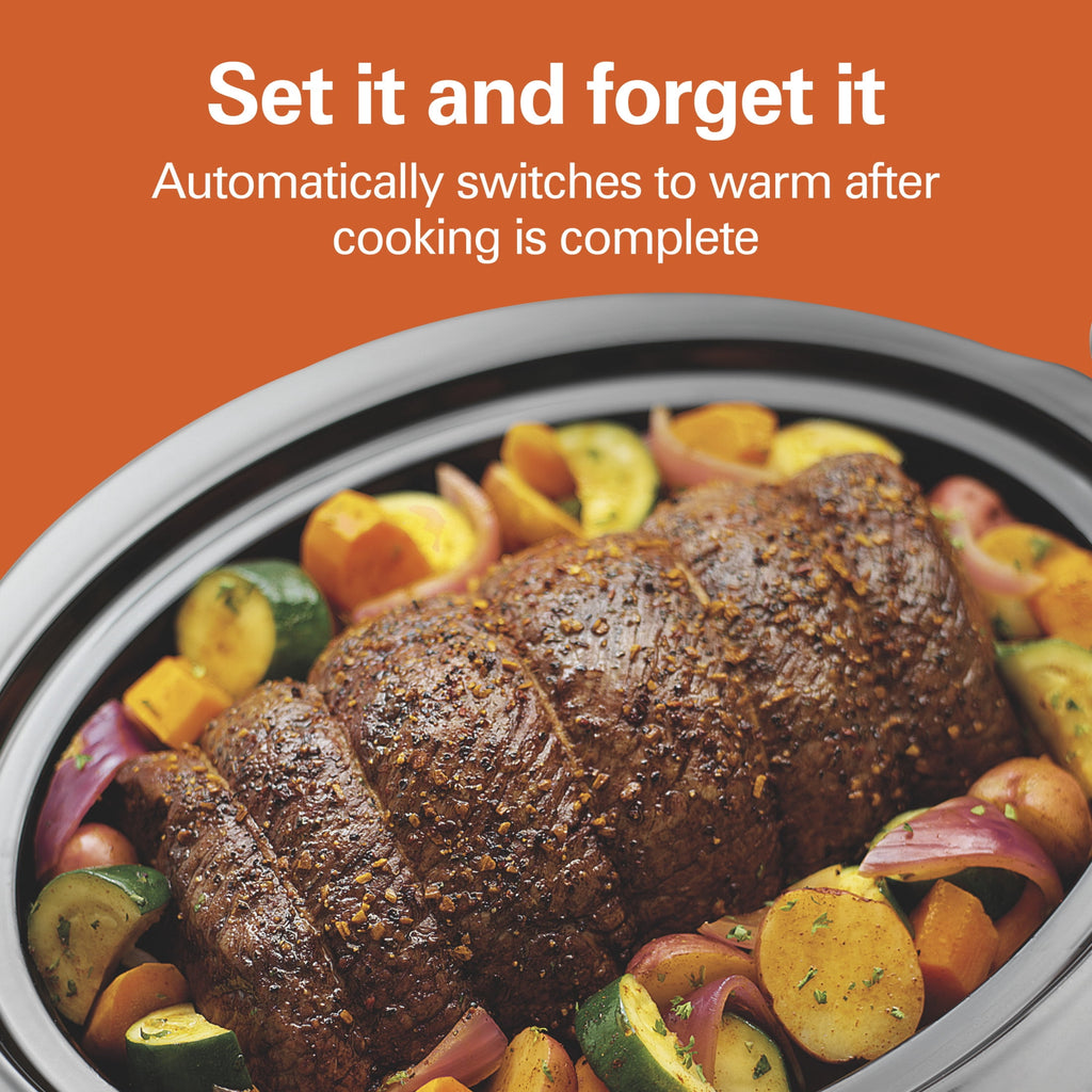 Hamilton Beach 7 Qt Programmable Slow Cooker - Stoneware Crock with Removable Pot, Stainless Steel