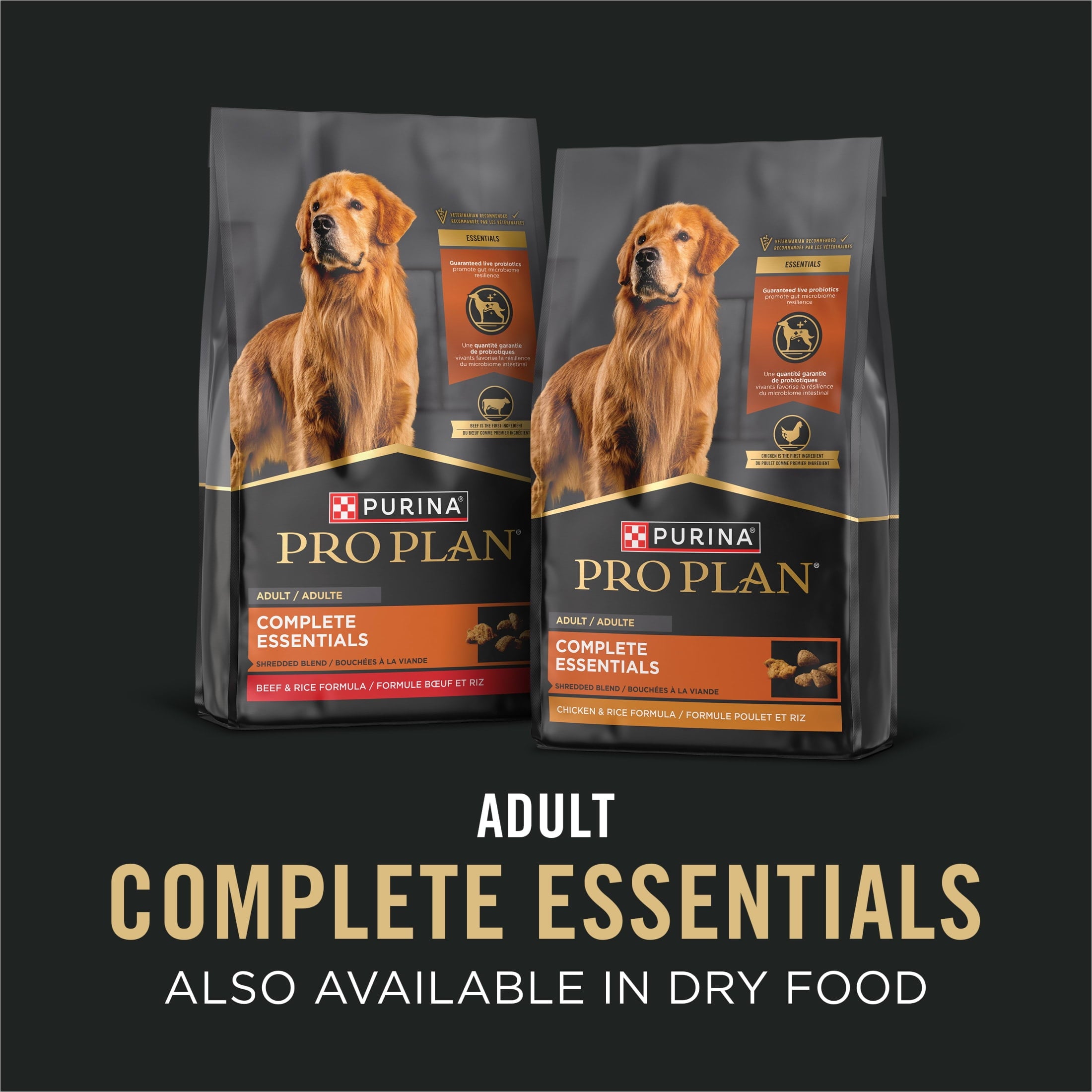 Purina Pro Plan Complete Essentials Wet Dog Food Chicken and Rice Entree and Beef and Rice Entree Variety Pack - 13 oz Cans (12 Pack)