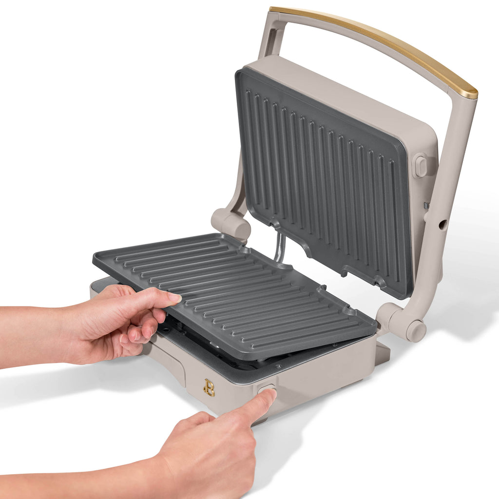 Beautiful 2-in-1 Panini Press & Grill with Detachable Plates - Porcini by Drew Barrymore