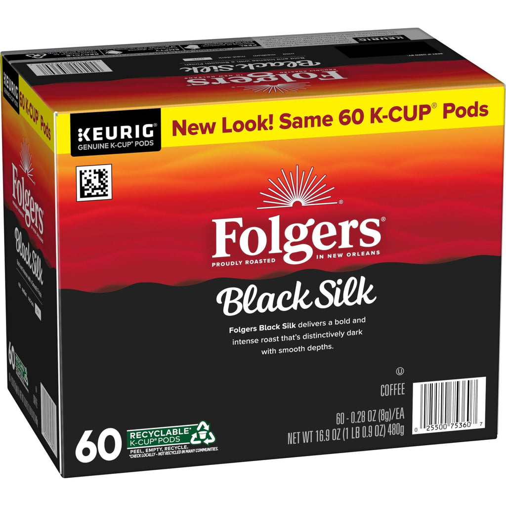 Folgers Black Silk - Dark Roast Coffee, Keurig K Cup Pods, 60 Count Box