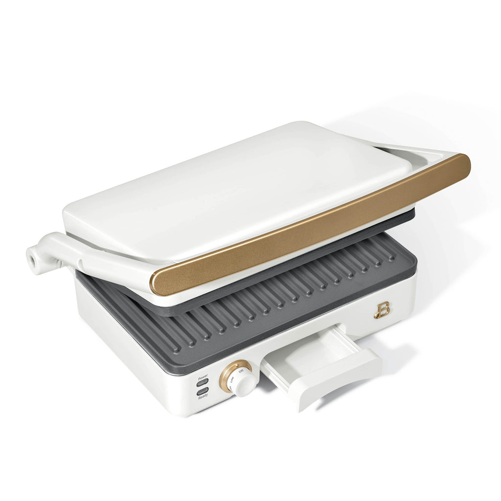 Beautiful 2-in-1 Panini Press & Grill with Detachable Plates - White Icing by Drew Barrymore