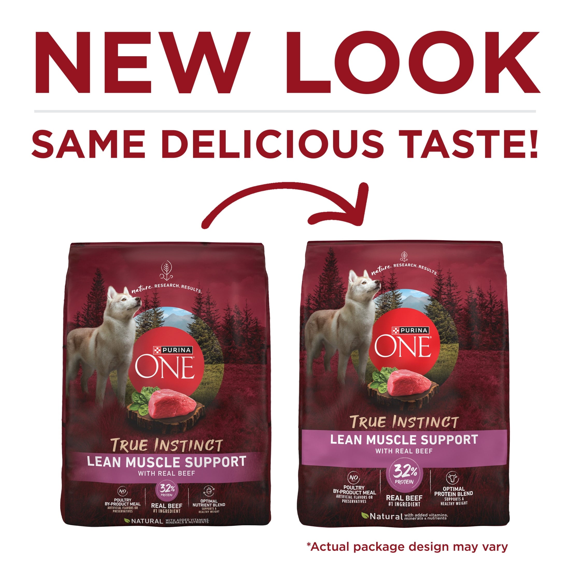 Purina One True Instinct Lean Muscle Support With Real Beef Natural With Added Vitamins - Minerals and Nutrients High Protein Dog Food, 15 lb Bag