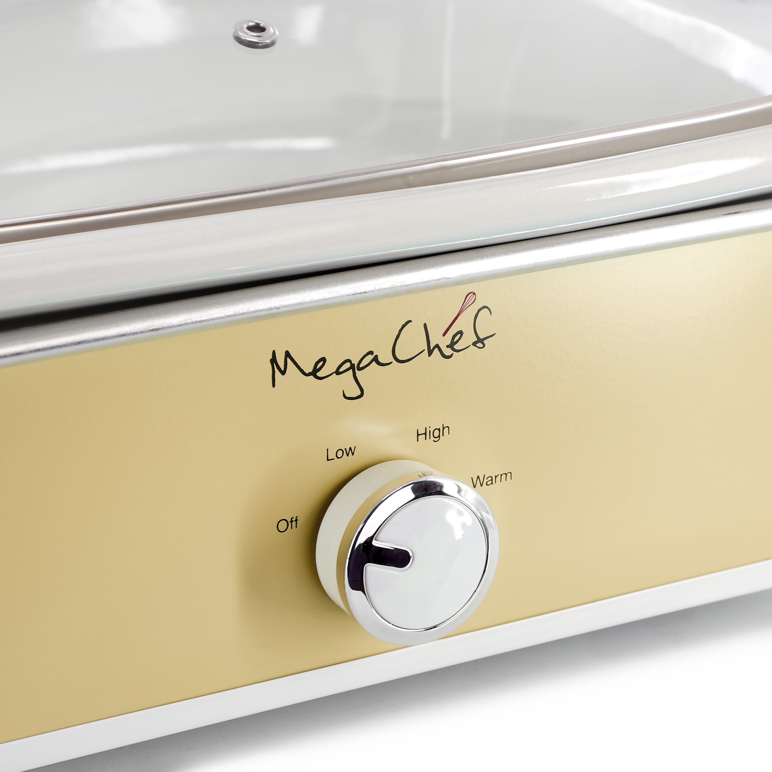 MegaChef 3.5 Quart Casserole Slow Cooker with 3 Temperature Settings (Cream)
