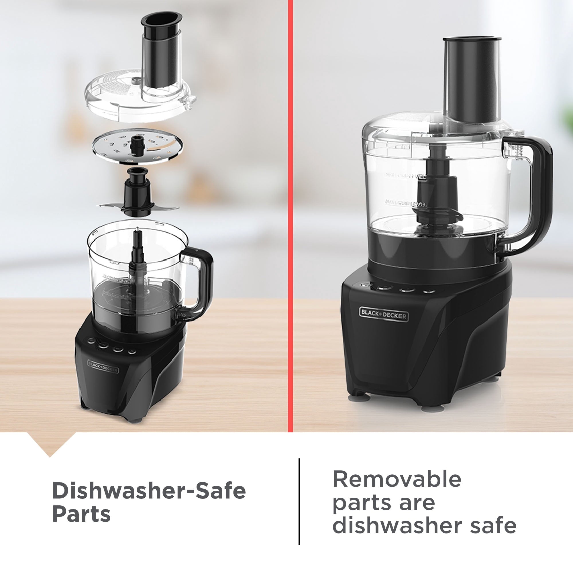 BLACK+DECKER Easy Assembly 8-Cup Food Processor - 450W, 2-Speed + Pulse, Black